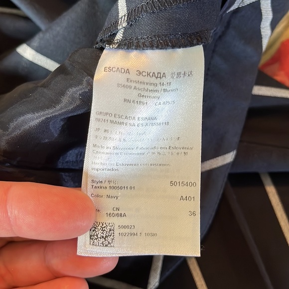 ESCADA Size EU 38 Plaid Stretchy Cigarette Chino Cotton Blend Naval Prep $295NEW - Picture 14 of 16